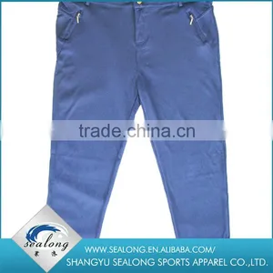 Custom Factory Price Fashion Roman Fabric Blue Pants With Zipper thumbnail-3