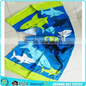 100% Cotton Ocean Blue Shark Printed Beach Towel Blue Ocean Beach Towel thumbnail-1