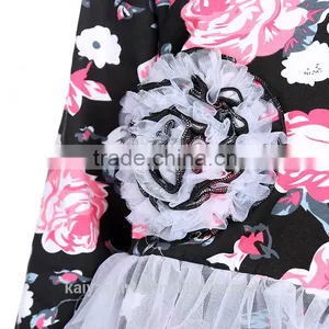 2016 Cotton Floral Print Chiffon Dress and Frill Pant Wholesale Children Clothes thumbnail-5