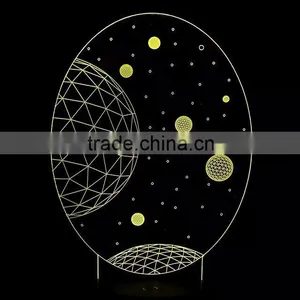 3D Optical Illusion Moon Scene Night Lamp Night Light 10 Colorful LEDs Ultra-thin Acrylic Light Panel AA Battery or DC 5V thumbnail-3