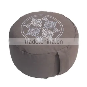 Zafu Meditation Cushion Circular Pillow Solid Color With Embroidery 100% Cotton Canvas thumbnail-4