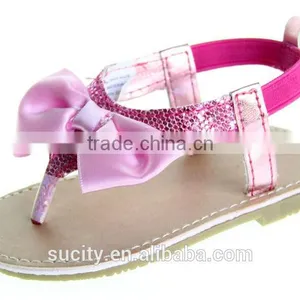 Wholesale Elegant Sexy Girls Flat Rose Red Sandals With Bow thumbnail-3