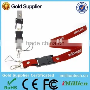 Promotional Custom Printing USB Drive Flash Lanyard With Plastic Clip thumbnail-1