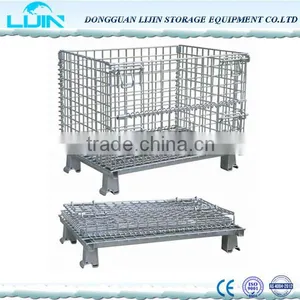 Foldable Stacking Steel Warehouse Storage Wire Cage With Wheels thumbnail-2