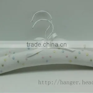 HH Brand Cotton Children Padded Hangers 15" Clothes Hanger Custom Made Embroided Hanger White Padded Hanger thumbnail-1
