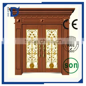 Modern House Front Door Design Double Tempered Glass Copp Door thumbnail-1