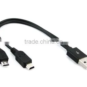 USB to Mini USB and Micro USB Splitter Cable Y Cable thumbnail-1