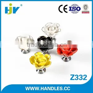 Guangdong Factory Excellent White Ceramic Flower Rose Drawer Pulls thumbnail-1