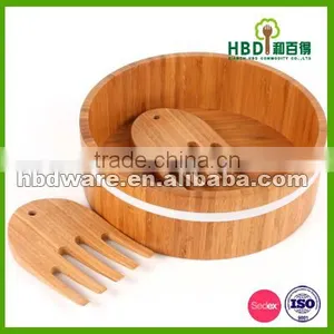 Bamboo Salad Bowls With Color Silicone Ring Outside thumbnail-1