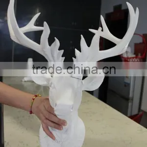Hand Painted Custom Wall Mounted White Resin Deer Antler thumbnail-3