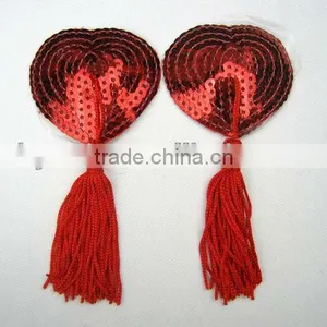 Hot Sale Womens Sexy Red Tassels Nipple Cover Tape thumbnail-1
