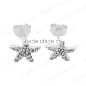 Wholesale Pentagram Shaped Zircon Stone Earrings Genuine CZ Stone Earrings thumbnail-2