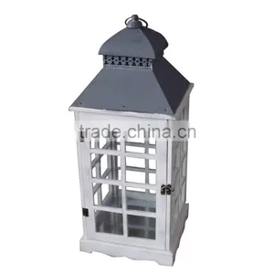 2016 Wood Candle Lanterns With Grey Metal Top thumbnail-2