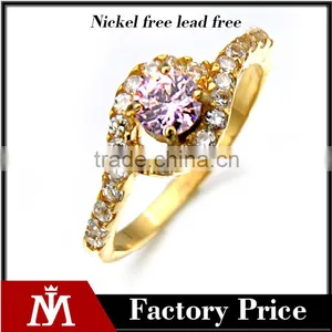 Popular 2017 Women Dubai Gold Jewelry Shiny Stainless Steel Zircon Ring Jewelry thumbnail-1