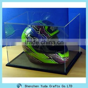 Full Size Clease Acrylic Crash Helmet Display Case With Black Base/plexiglass Helmet Display Box thumbnail-1