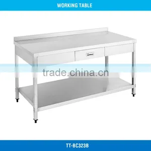 TT-BC323B, Stainless Steel, Single Drawer, 2 Tiers, With Splashback, Working Table thumbnail-1