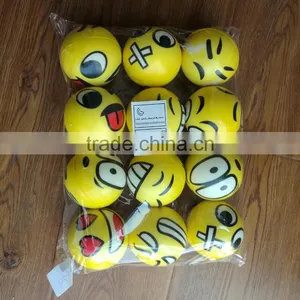 High Quality Hot Sell Mini PU Ball Toys With Emoji Printing Play Ball Yellow Ball Toys For Kids Children thumbnail-1