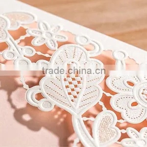 White Silk Tie Laser Cut Wedding Invitation Card thumbnail-2