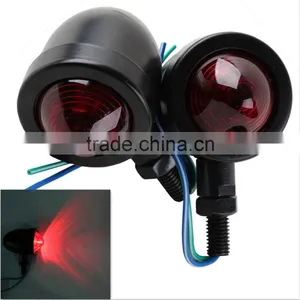 Red Lense Black Turn Signal Universal For Cruiser Chopper Custom Bobber thumbnail-1