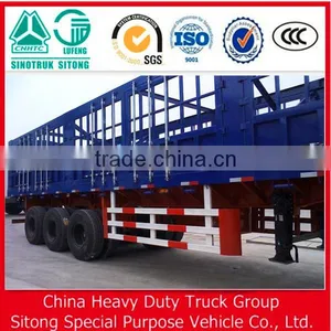 High Quality 3 Axle Mechanical Suspension Double Tires , Wood Floor Fence / Grid / Stake Side Wall Semi Trailer for Sale thumbnail-6