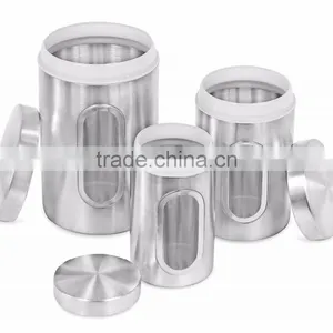 3PCS Kitchen Food Coffee Tea Sugar Flour Stainless Steel Storage Canisters thumbnail-5