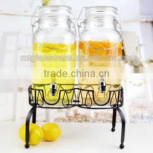Twins Water Jar Ice Water Jar Juice Glass Dispenser With Metal Stand thumbnail-3