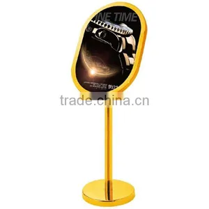 Oblong Shape Golden Frame Hotel Sign Stand/ Hot Selling Roundness Sign Board Stand/ Deluxe Golden Frame Hotel Sign Stand P-10A thumbnail-1