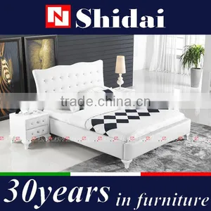 White Leather Bed / Double Bed Frame / Dubai Bed Furniture B904 thumbnail-1