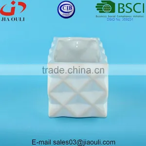 Glazed White and Wash Ceramic Rectangle Sucuulent Plant Pot/Cactus Flower Pot thumbnail-4
