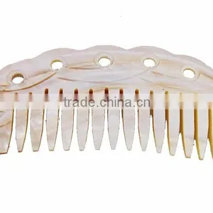 Handmade Carved Natural Mother of Pearl Shell Hair Comb thumbnail-1