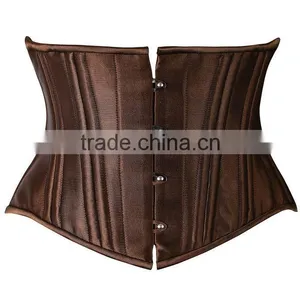 Women Short Double Steel Boned Waist Slimming Satin Waist Trainer thumbnail-2