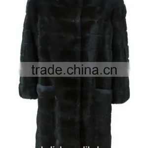New Style Modern Ladies Black Mink Fur Padded Coat Competitive Price thumbnail-5