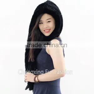 CX-C-41M Woman Winter Warm Rex Rabbit Russian Fur Hat thumbnail-5
