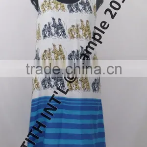 Sleevless Printed Cotton Ladies Dress thumbnail-6