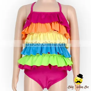 YZA-007 Yiwu Yihong Children Multiple Colour Ruffle Girls Picture Swimwear For 0-6 Year Wears thumbnail-2