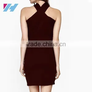 YIHAO New Fashion Short Solid Bodycon Cooktail Party Dress Red Sexy Ladies Bandage Dress thumbnail-2