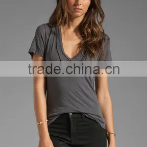 100% Cotton Double Layered v Neck Dry Fit Sport T-shirt thumbnail-1
