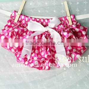 Baby Girls Pink Polka Dots Satin Ruffles Panties Underwear BSM6 thumbnail-1