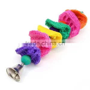 Newest Colorful Loofah Sponge Pet Bird Parrot Cage Macaw Cockatoo Cockatiel Conure Handmade Toy Plant Fibre Parrot Chew Toy thumbnail-5