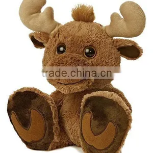 Big Plastic Eyes Plush Brown Moose Animal Toy With Embroidery Paws thumbnail-2