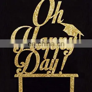 Newest 'Oh Happy Day!' Acrylic Cake Topper Glitter Gold Cake Topper thumbnail-1