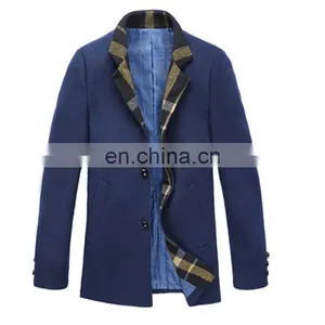 100% Wool Lapel Stripes Two Buttons Cheap Mens Designer Winter Coat thumbnail-3