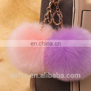 Handmade Colorful Fake Fur Pom Poms Keychain thumbnail-2