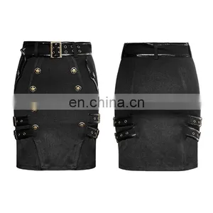 Military Uniform Black Mini Skirt Q-316 Punk Rave thumbnail-1