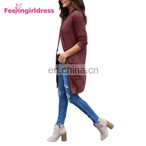 New Design Autumn Fashion Knitting Patterns Sweater Coat Women Long Cardigan thumbnail-5