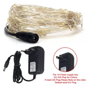 10M 33ft 100LED Copper Wire Fairy String Light With 12V 1A Power Adapter Holiday Party Wedding Christmas Decoration LED thumbnail-4
