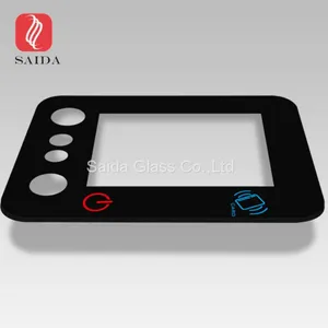 0.7mm Chemical Strengthened Cover Glass 4.3inch for Payment Terminal With Semi-transparent Black Color thumbnail-2