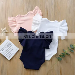 Wholesale Sweet Cotton Baby Rib Cotton Clothes Baby Girls Ruffle Romper thumbnail-4