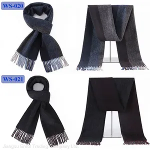 100% Lamb Scarf Strip Solid Plaid Wool Scarf for Men Winter Accessories thumbnail-2