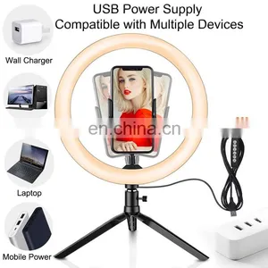 DDP Terms TikTok Live Broadcast LED Dimmable Ring Light USB Selfie RGB 32 Colors Makeup Ring Light With Tripod Stand thumbnail-6